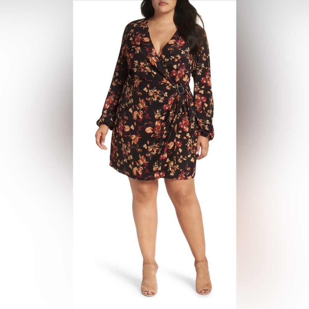 Leith Long Sleeve Surplice Wrap Dress